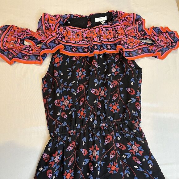 Joie Small Silk Summer Dress Off the Shoulder Low-High Lined - Picture 6 of 11